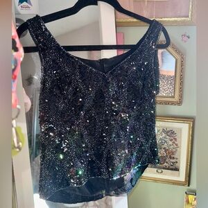 Danier Black Sequin 100% silk  top